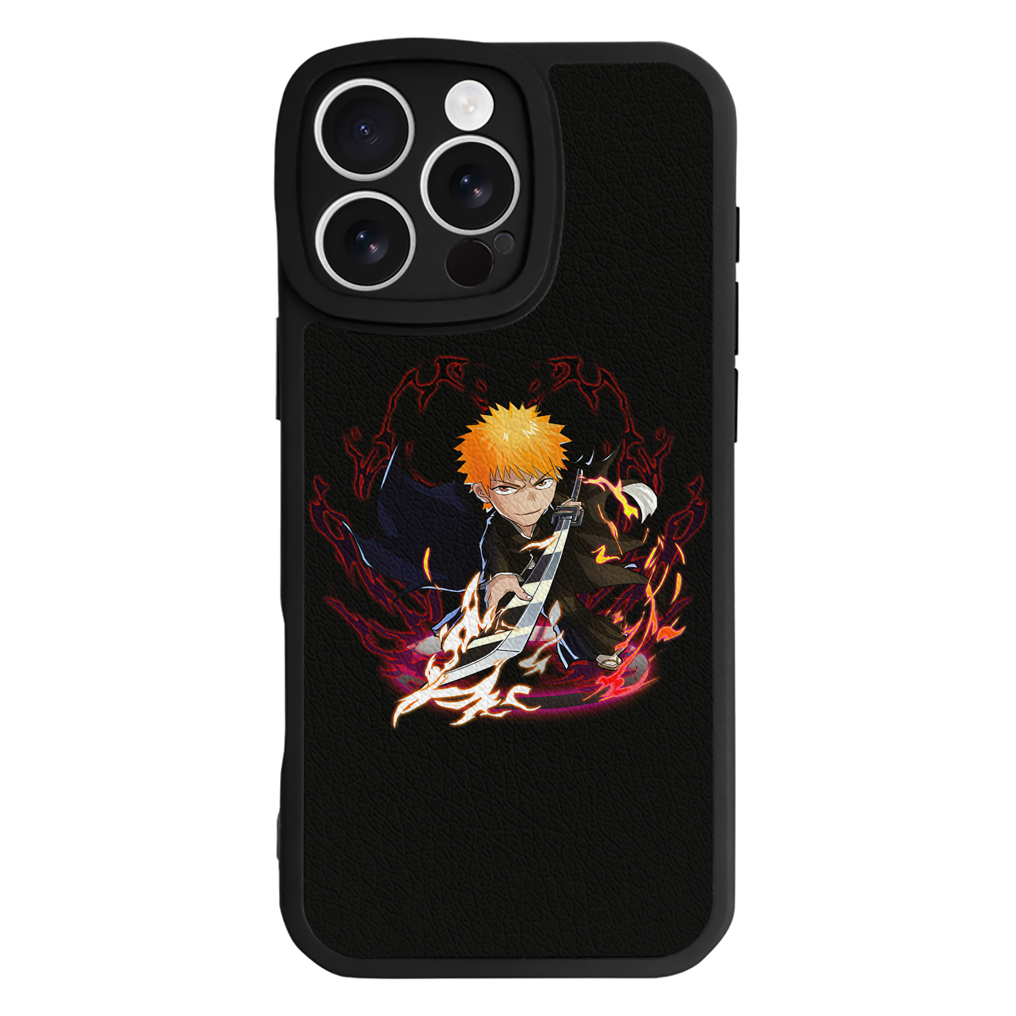 ブリーチ 黒崎一護（くろさき いちご）BLEACH Kurosaki Ichigo 【iPhone 16シリーズ対応】シリコンスマホケース（レザー調） 材質：シリコン